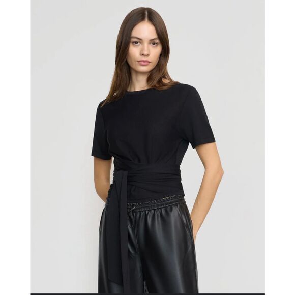 Modern Citizen Jude Cropped Black Wrap Knit Top Size XL New - Picture 1 of 5